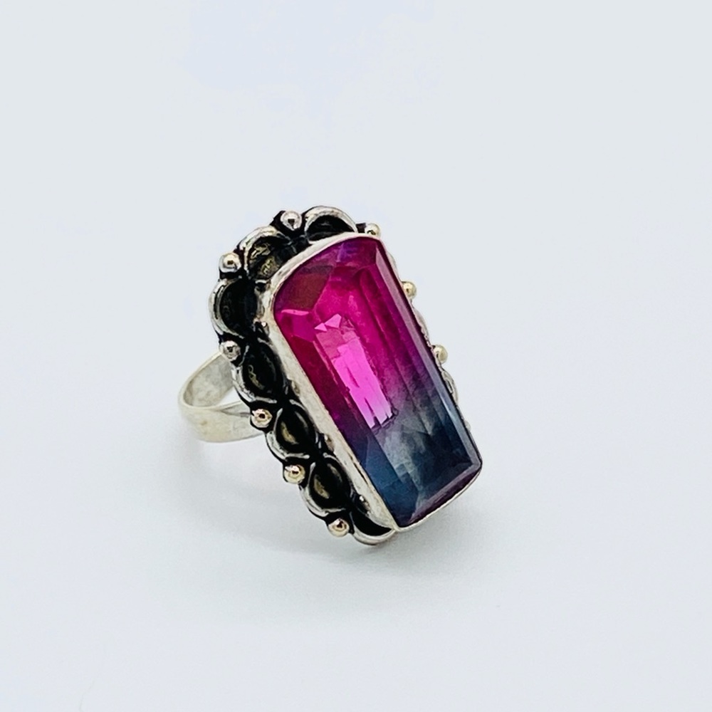 Sterling and Pink Tourmaline Cocktail Ring